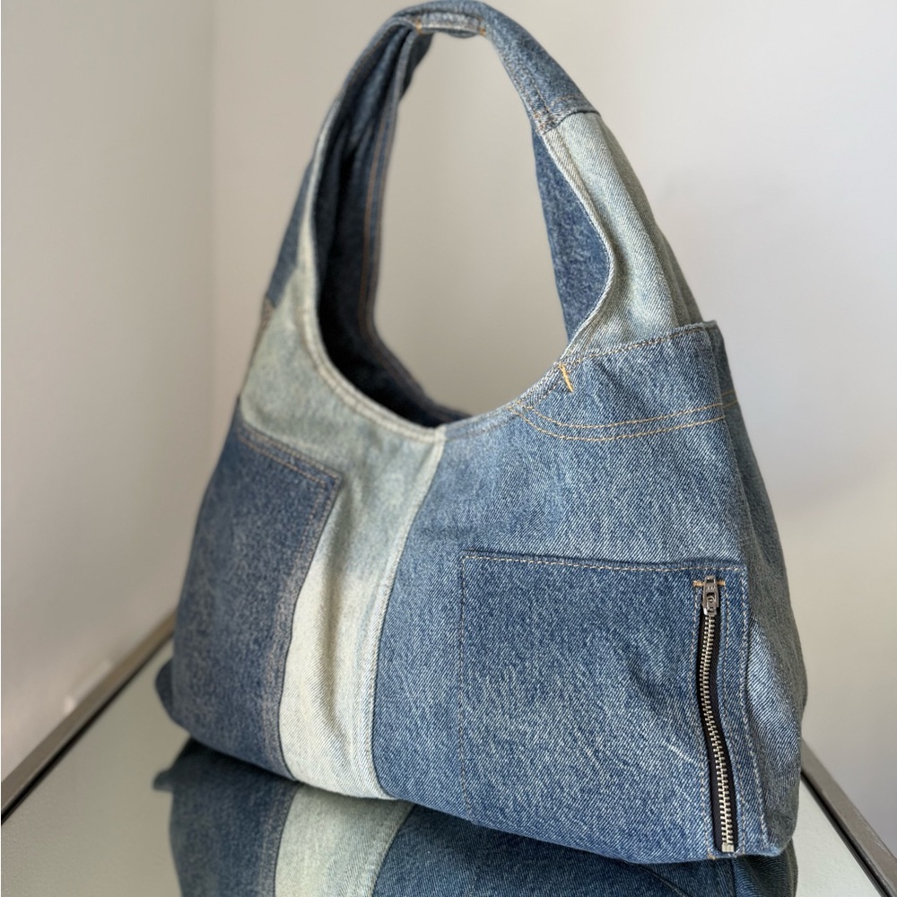 Marc Jacobs Patchwork Denim Sack bag Blue Multi-Panel Hobo $695 - Picture 8 of 12